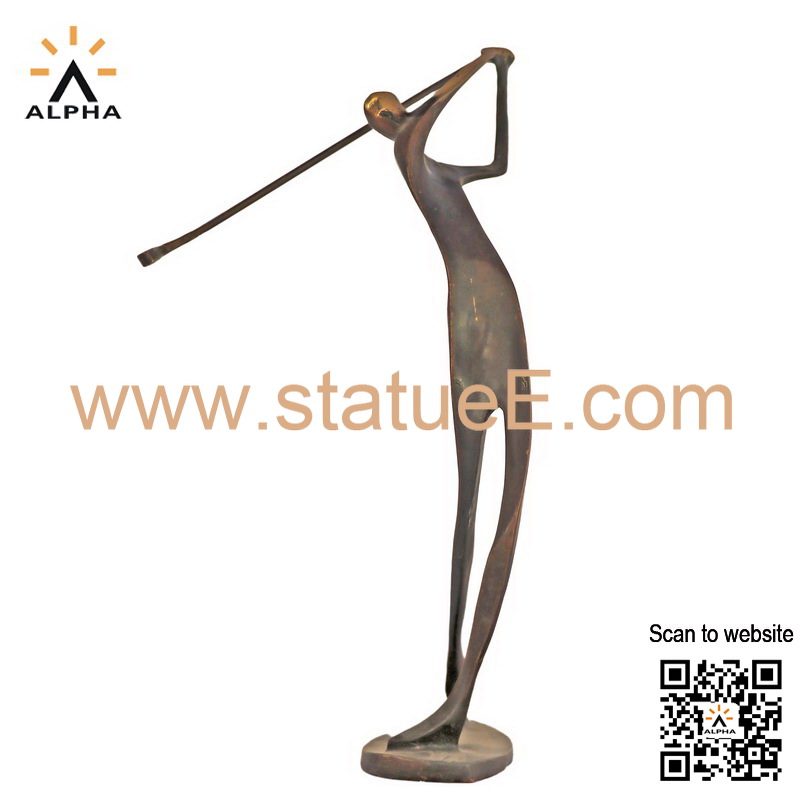 Bronze golfer statue