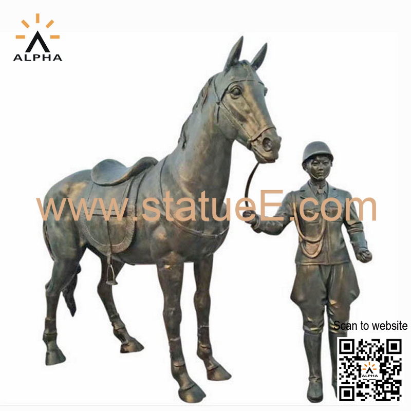 Horse with soldier sculpture