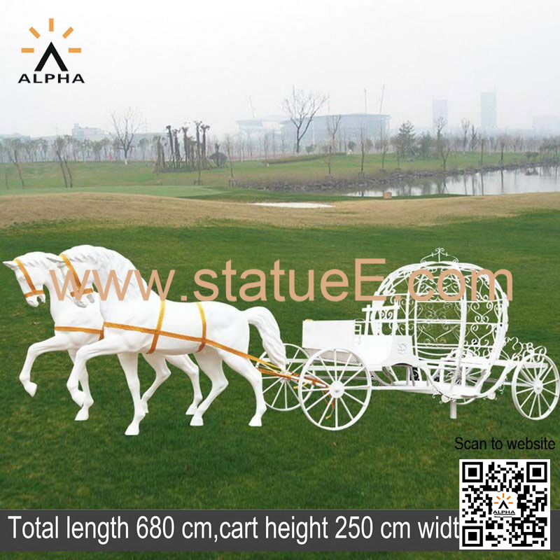 Horse with cart sculpture