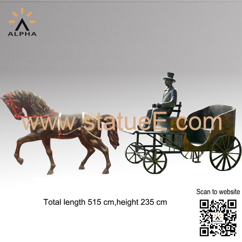 Horse with carriage sculpture