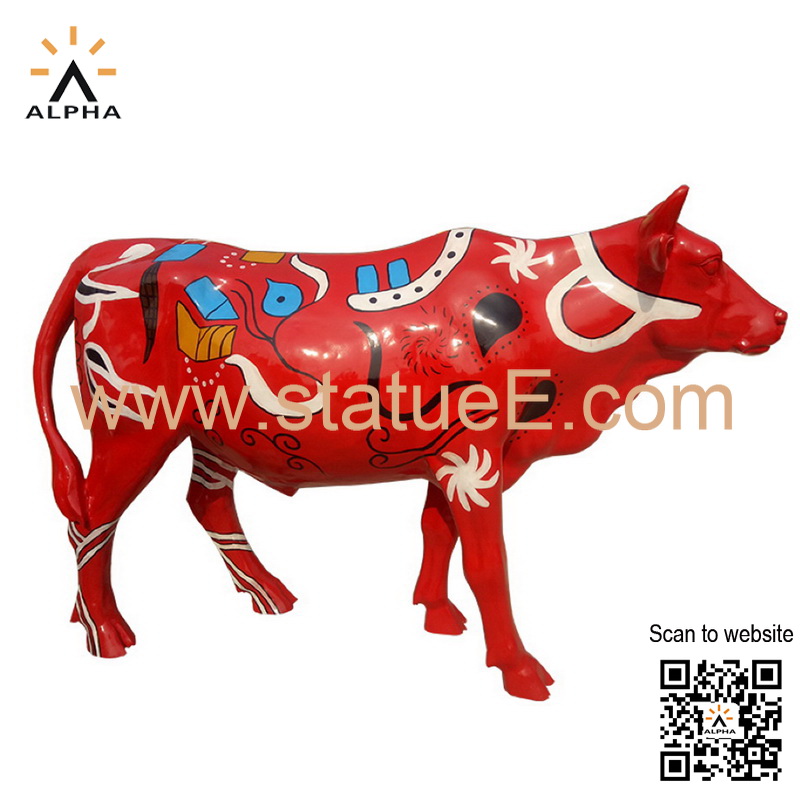 Painted bull statues
